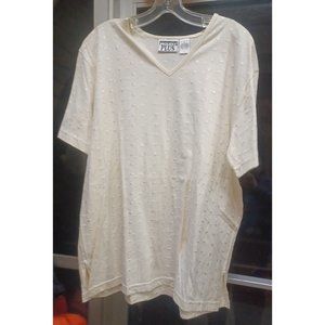 Vintage Proudly Plus Womens Top 2X White with Embroidery Short Sleeve